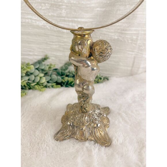Vintage Cherub Vanity‎ Mirror | Ornate Standing Makeup Mirror - Picture 3 of 4